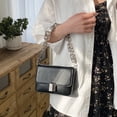 thumbnail image 5 of Nuevo bolso cuadrado pequeño de color sólido de nicho, bolso de hombro de PU con cadena de moda, negro, 5 of 5