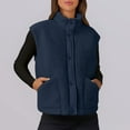 thumbnail image 3 of Gfyviroh Women's Fleece Vest Jackets Patchwork Snap Button Sleeveless Jackets with Pockets Stand Collar Lightweight Outerwear Coats, 3 of 5