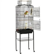 Alden Design 64" Large Rolling Metal Bird Cage with Open Top, Black