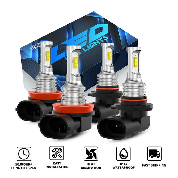 LED Headlight 9005 H11 Bulbs Combo Kit For Chevy Silverado 1500 2500 2007-2015 , 6000K Cool White 4000LM Super Bright High Power Lamps, Canbus No Error, Easy Install