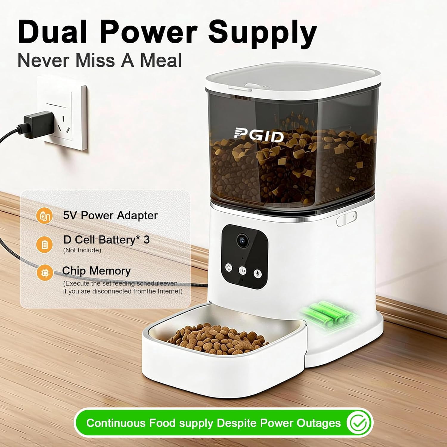 Automatic Cat Feeder with WiFi App Control, 5L Timed Dog Food Dispenser w 2-Way Audio for Multiple Pets