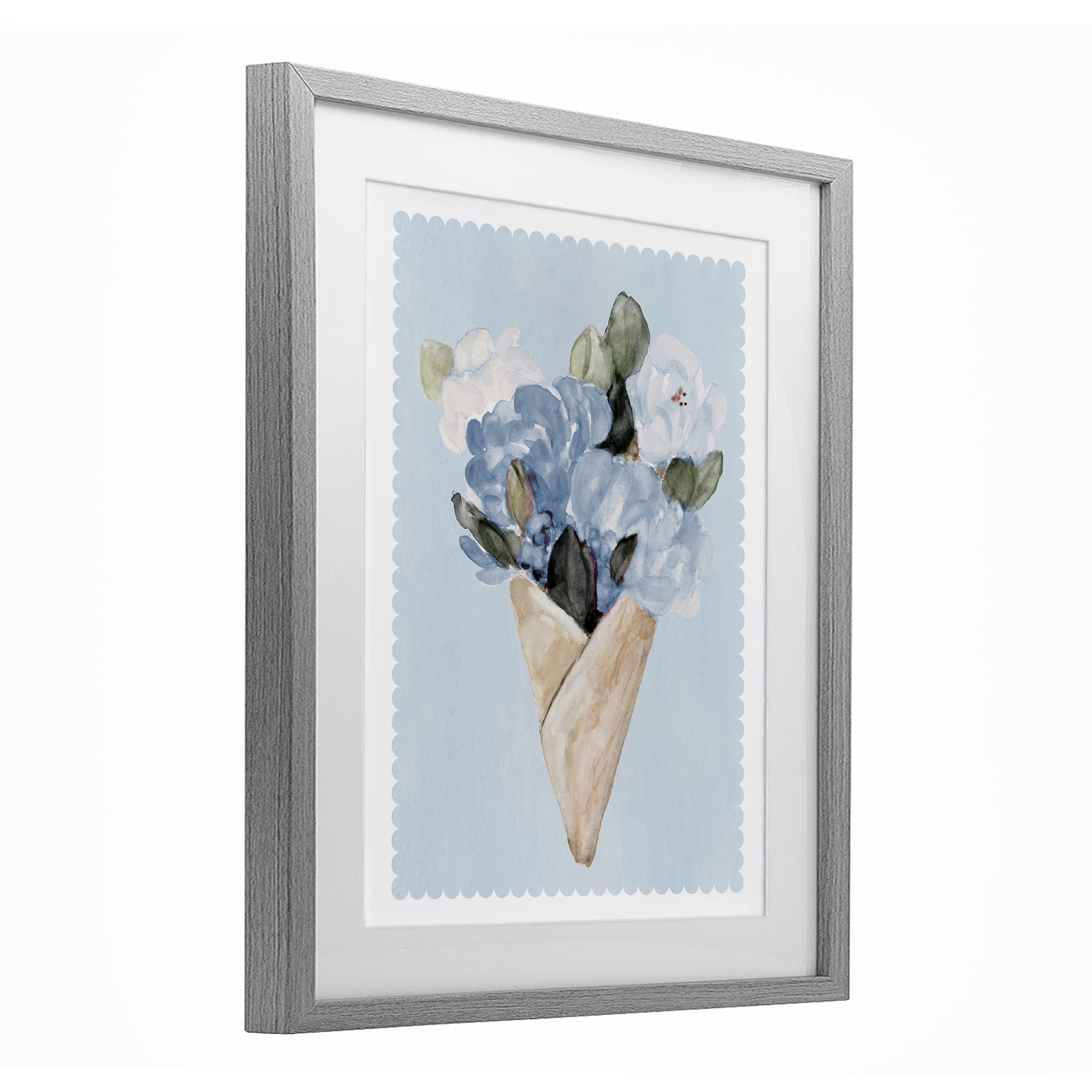 Stupell Industries Blue Gift Bouquet Gray Framed Print Under Glass, design by Lanie Loreth