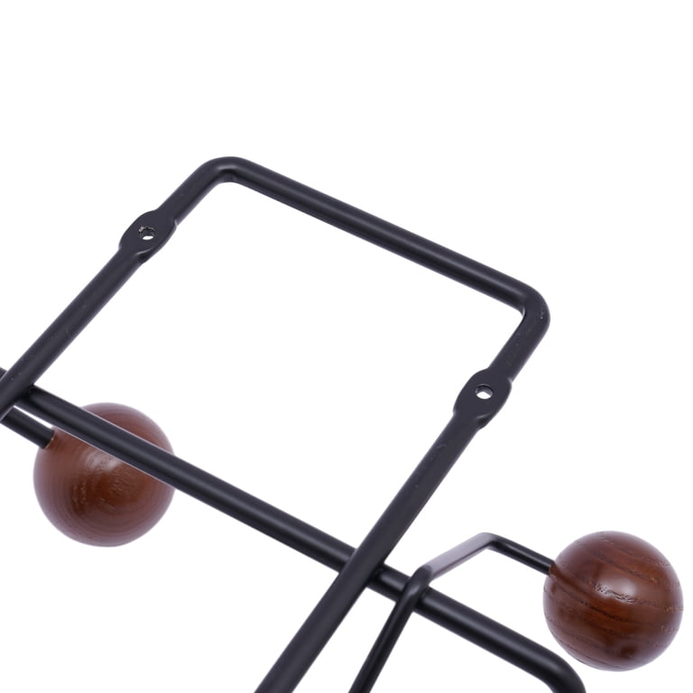 Take Me Home Hang It All Wall Coat Rack - Walnut Wood Balls & Black Steel Frame, Mid-Century Modern Design For Entryway