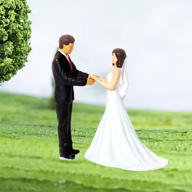 Figuras de resina para escena en miniatura de novia y novio 1/87, colección deportiva pintada a mano , conjunto de novia y novio