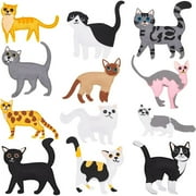 Fangsheng 12Set Kids Animals Felt Sewing Kit DIY Kitten Sewing Craft Kit Felt Plushies Craft Sewing Stuff Handmade Crafting and Sewing Cat Toys Pre-Punched Sewing Kit for Children Beginnners