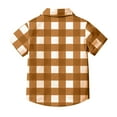 thumbnail image 3 of JTSRKL Boys Short Sleeve Plaid T-Shirts Loose Fit Casual Summer Button Down Shirts Lightweight Comfy Basic Cotton Tops with Pockets Brown 10-11 Years, 3 of 7
