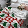 thumbnail image 3 of Green Christmas Throw Flannel Blanket 32x48In Tree and Red Plaid Super Soft Cozy Bed Blanket, Lightweight Plush Fuzzy Bed Throw for Bedroom Sofa Couch Living Room, 3 of 4