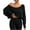Black, variant on VerPetridure Womens Off Shoulder Long Sleeve Crop Tops Sexy Boat Neck Loose Casual T Shirt