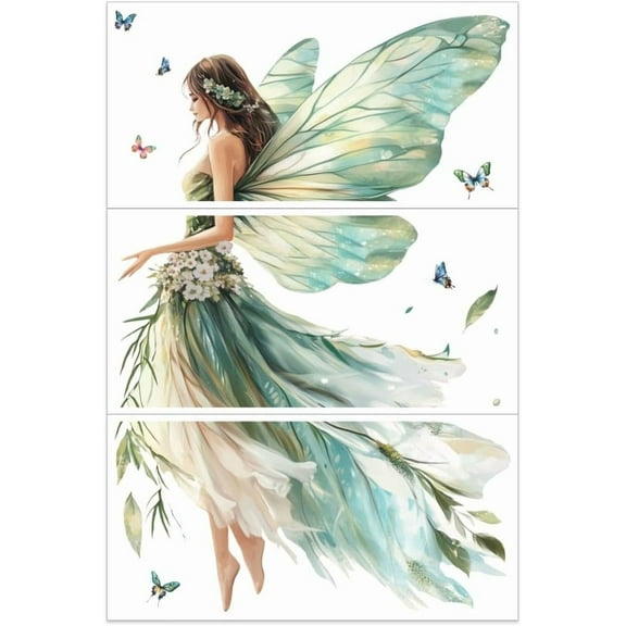 3pcs/Set Fairy Rub on Transfers for Furniture and Crafts 12x6 inch Butterfly Furniture Decals Fairy Theme Transfer Stickers Rub on Decals for Wood Furniture Home Decor
