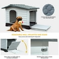 thumbnail image 2 of Dextrus Outdoor Large Plastic Dog house with Elevated Base, Water-Resistant 36" Large Double Door Dog House with Porch & Cushion Pet House for Small Medium Dogs, 36"L*27.1"W*26"H, 2 of 6