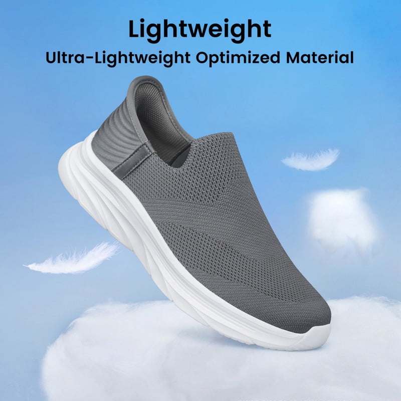 vibdiv Men's Walking Shoes Lightweight Slip on Hands Free Breathable Tennis Sneakers zapatos de hombre Dark Grey Size 11