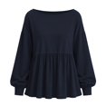 thumbnail image 4 of Yigetop Women's Boat Neck Peplum Sweatshirt Lightweight Long Sleeve Loose Fit Casual Pullover Tops Navy XL, 4 of 4