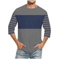 thumbnail image 1 of Amzcrzy - Sudadera Para Hombre, Estilo Casual, Con Cuello Redondo Y Manga Corta, Con Estampado De Patchwork, Color Azul Marino, Talla L, 1 of 4