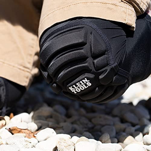 Klein Tools 60492 Knee Pads, Lightweight Padded Knee Sleeves, Breathable Mesh Back, Elastic Cuff with Slip-Resistant Silicone, Black, M/L