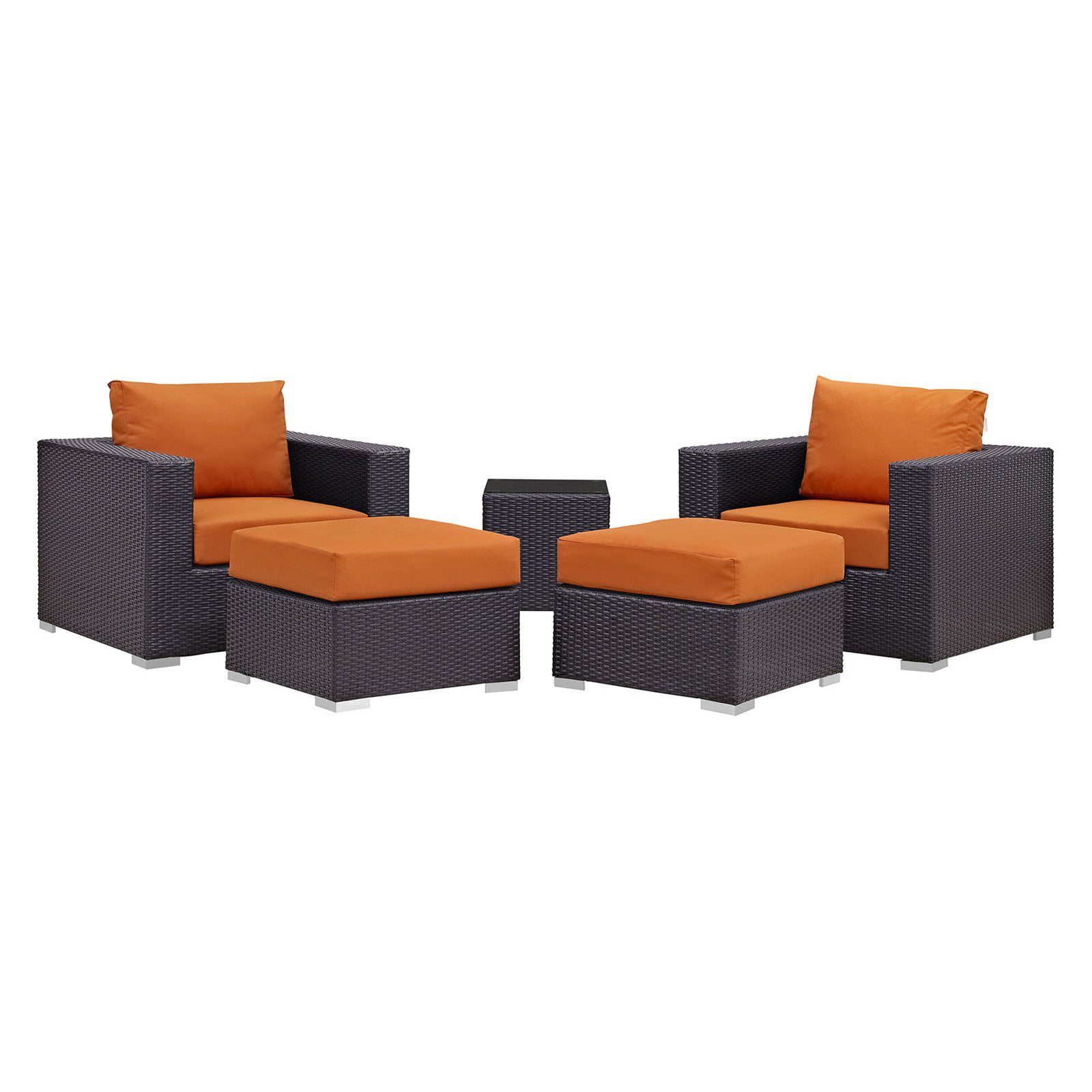 Modway Convene 5 Piece Outdoor Patio Sectional Set Multiple Colors