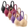 thumbnail image 1 of Womens 5 Pack Seamless Push Up Bras No Underwire Full Coverage Comfortable Bra Deep V Neck Bralettes Wireless Everyday Bra Plus Size, 1 of 5