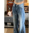 thumbnail image 2 of Pantalones vaqueros rectos con bordado de perro Vintage americano para mujer, pantalones de pierna ancha holgados de cintura alta, pantalones vaqueros Kawaii de estilo Preppy Y2k, 2 of 5