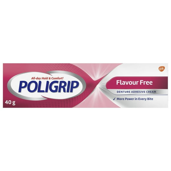 Poligrip Flavour Free Denture Adhesive Cream, Zinc Free, 40 Grams