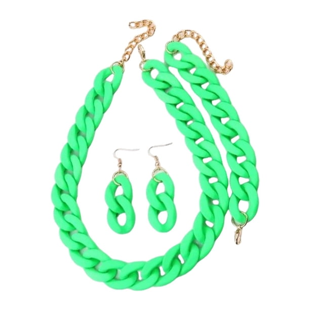 Conjunto de collar pulsera y pendientes Salvador Joyería de cadena gruesa acrílico