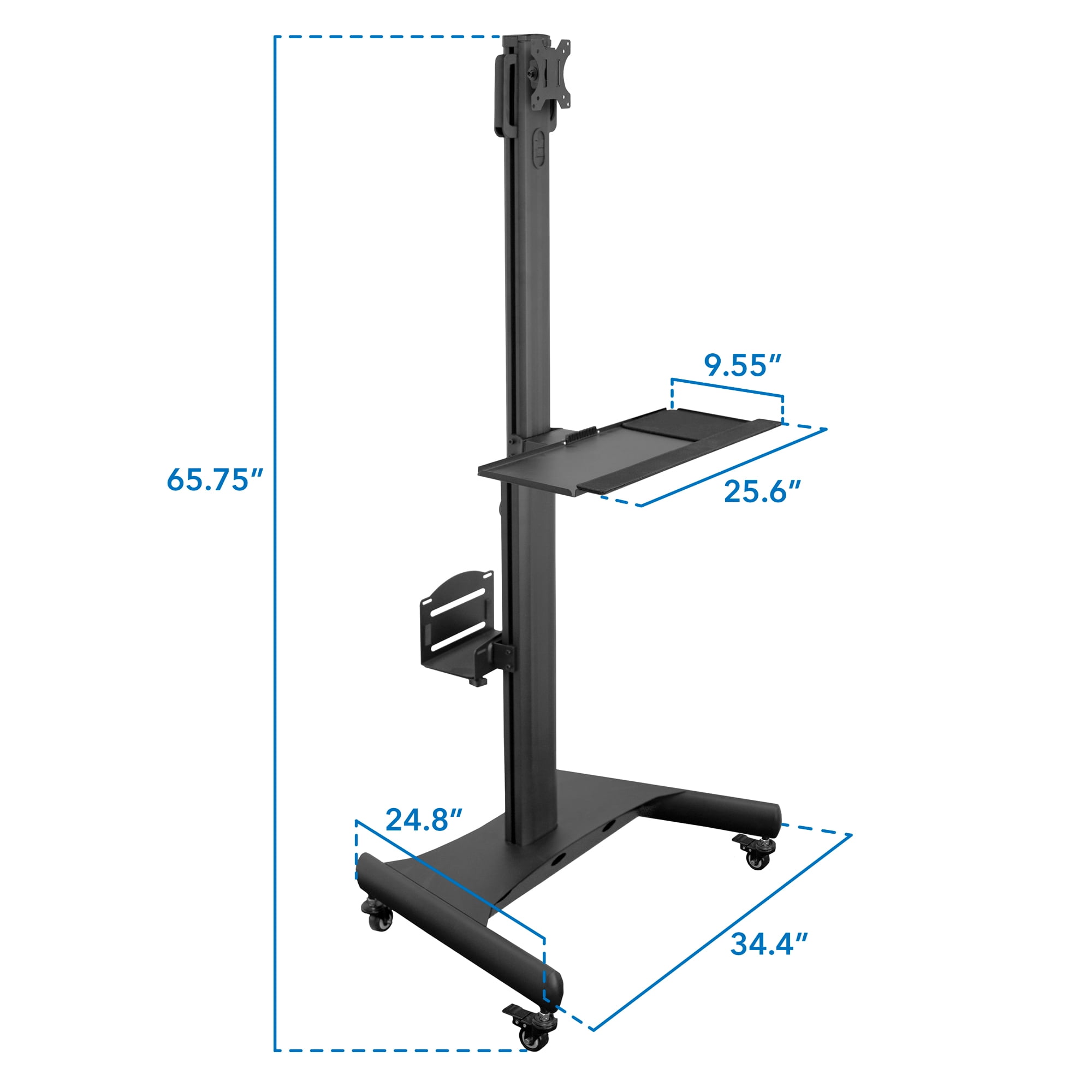Mount-It! Mobile Standing with Adjustable Keyboard Tray and CPU Holder | Fits 13"-32" Monitors