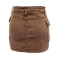 thumbnail image 6 of Women Distressed Denim Cargo Skirt Mini Y2K Flap Pockets Skirts Slim Fit Jean Skirt Brown XL, 6 of 6