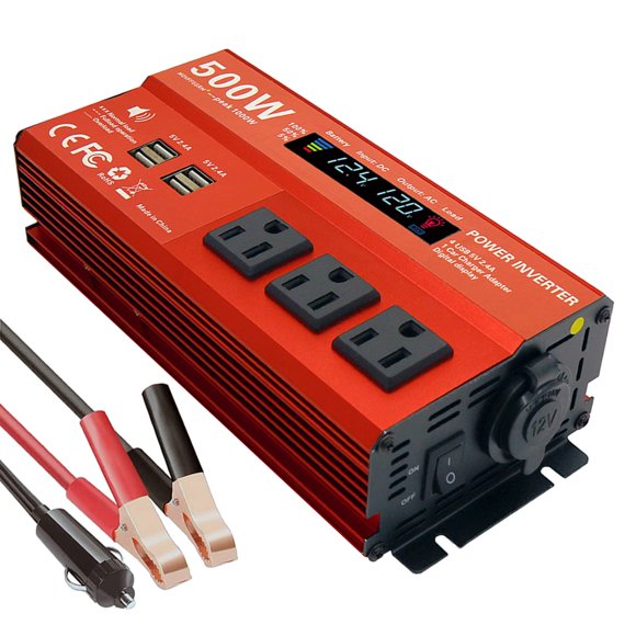 Inversor de corriente MOVFFGGRM 500 W DC 12 V a 110 V AC con puertos USB