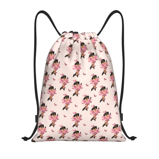 Fotbe Dachshund Dog Heart Bolsa Mochila con Cordón Estampada, Bolsa de Gimnasio Deportiva, Bolsa Cinch, Bolsa con Cordón para Hombres y Mujeres-Small
