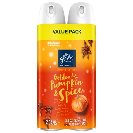 Glade Air Freshener Room Spray, Golden Pumpkin & Spice, 8.3 oz, 2 Count