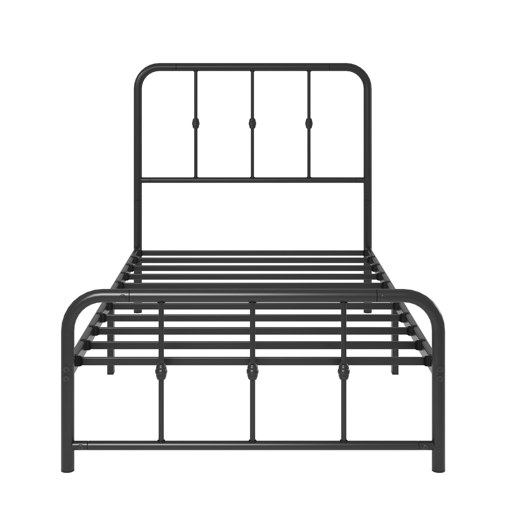Mainstays Twin Modern Metal Platform Bed Frame with Curved Headboard, No Box Spring Needed, Black