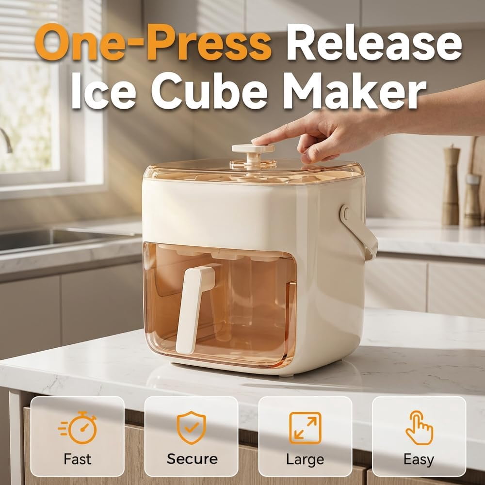 48 Cube Double-Deck Portable Ice Maker, Upgraded Kitchen Ice Tray, Reusable Ice Mold Storage Bin for Parties, Durable Ice Cube Whiskey Tray with Lid for Home Bar