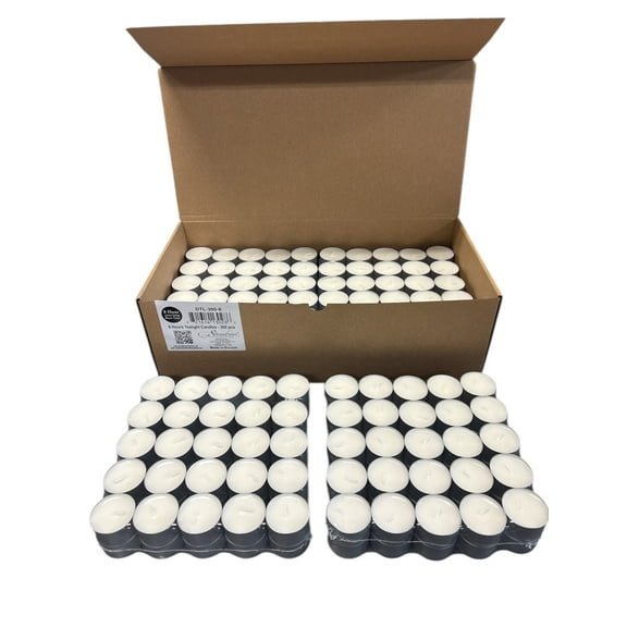 Stonebriar 300-Pack 8-Hour White Tealight Candles in Aluminum Cups – Bulk Unscented Long-Lasting Candles for Events, Emergency, and Everyday Use