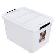 Idomy 4-Pack 70 L Large Clear Storage Boxes, Plastic Latching Boxes with Wheels
