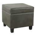 thumbnail image 1 of HomePop Square Transitional Faux Leather Ottoman with Lift Off Top in Gray, 1 of 8