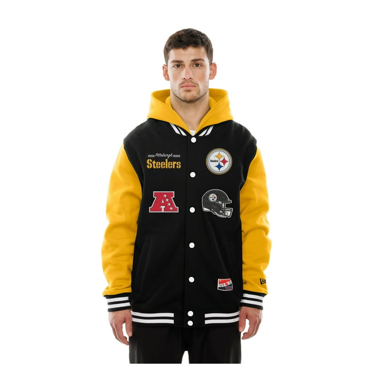 Men's New Era Black Pittsburgh Steelers Full-Snap Fleece Hoodie
