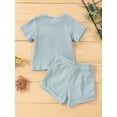 thumbnail image 3 of Franhais Newborn Infant Outfits Sets, Ribbed Knit Short Sleeve T-shirt + Short Pant Clothes Set, 3 of 9