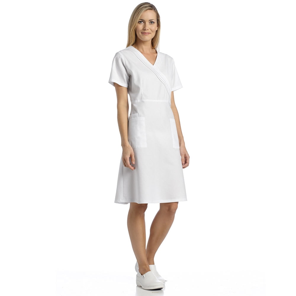 White Cross Women's Pleated Mock Wrap Scrub Dress - Walmart.com