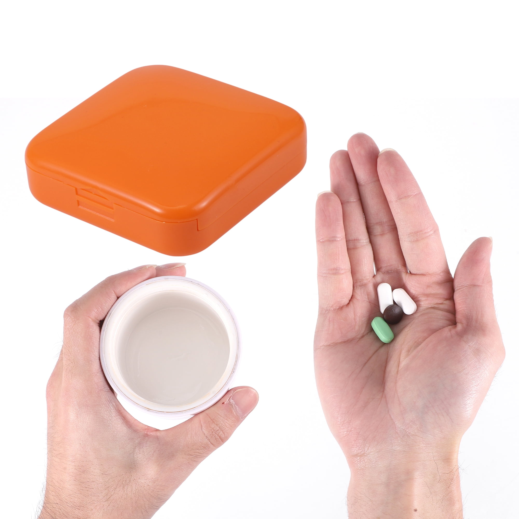 Unique Bargains Durable Square 2 Compartment Pill Case Orange