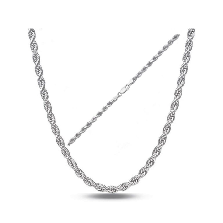925 Sterling Silver Rope Chain Necklace Italy 1.2mm 1.5mm 1.8mm