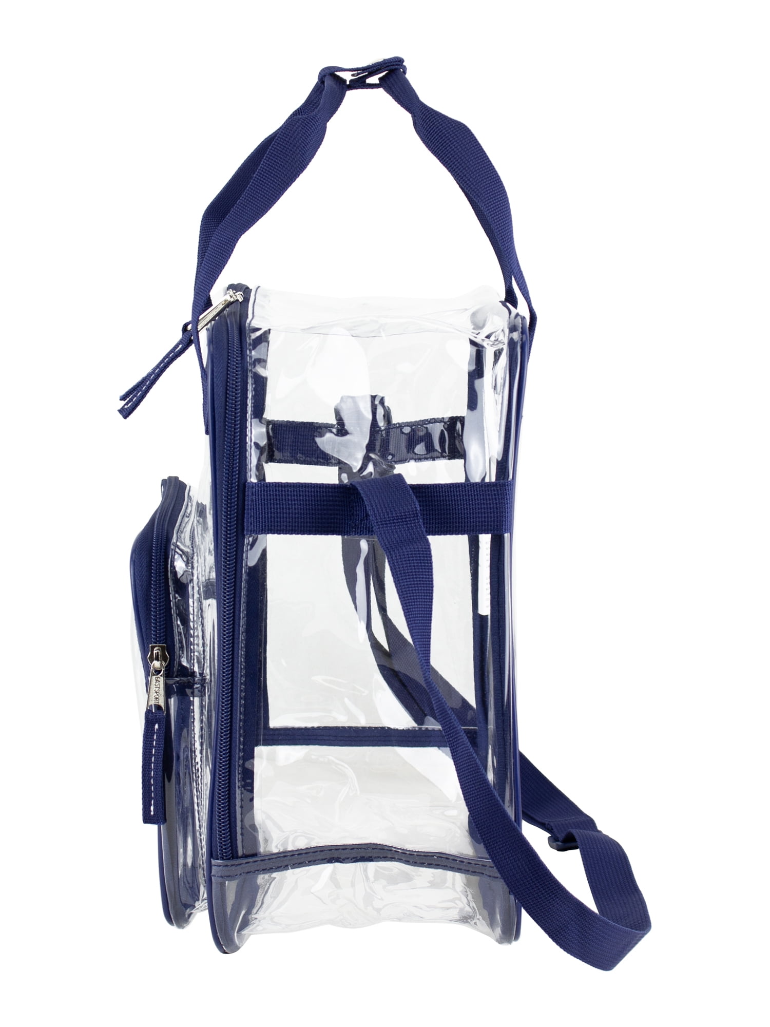 Eastsport Unisex Clear Double Handle Stadium Approved Tote, Blue Trim