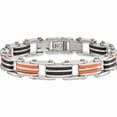 thumbnail image 4 of Stainless Steel 8.5In Polished With Rubber Black And Orange Bracelet Made In China -Jewelry By Sweet Pea, 4 of 8