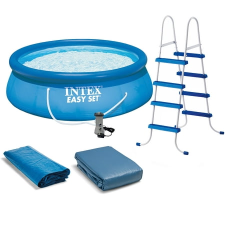 Intex - 15' x 4’ Inflatable Pool, Ladder, Pump and Hydrotools Chlorine Dispenser