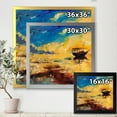 thumbnail image 4 of Abstract Boat At The Ocean Horizon During Sunset 16 in x 16 in Framed Painting Canvas Art Print, by Designart, 4 of 4