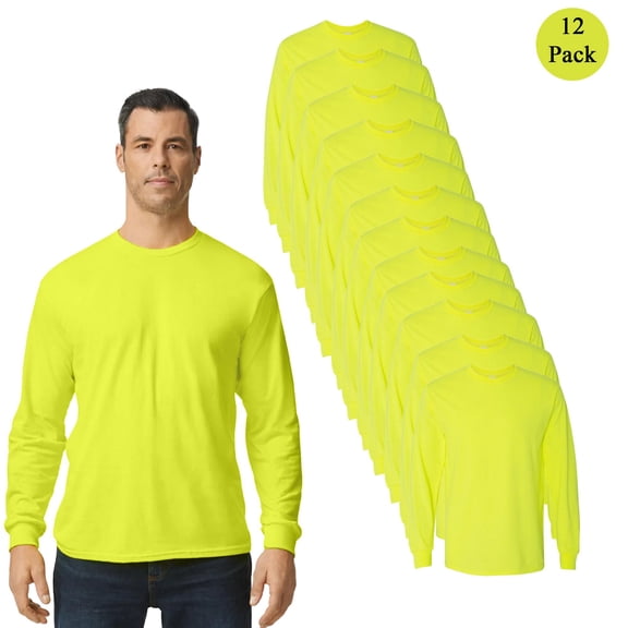 Gildan Hi Visibility Workwear for Men, Maintenance Workwear, Safety Green, Pack 12, S