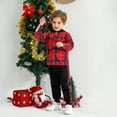 thumbnail image 5 of GYRATEDREAM Toddler Baby Boy Clothes Flannel Hooded Plaid Shirt and Long Pants Fall Winter Toddler Sweatsuit 12M-5T, 5 of 14