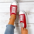 thumbnail image 2 of Women's Low‑Top Canvas Tennis Sneakers, Lace‑Up Casual Walking Flat Shoes, Red 7, 2 of 8