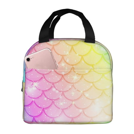 Insulated Lunch Bag for Women Men - Fish Scale Leakproof Cooler Lunch Box for Women Men  Lunch Tote Bags for Work School Picnic Travel