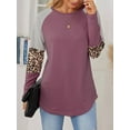thumbnail image 6 of SHIBEVER Womens Tops Long Sleeve Round Neck T-Shirts for Women Fall Fashion Leopard Print Tops Casual Workout Loose Tunics Tops Purple Blouses Size L, 6 of 8