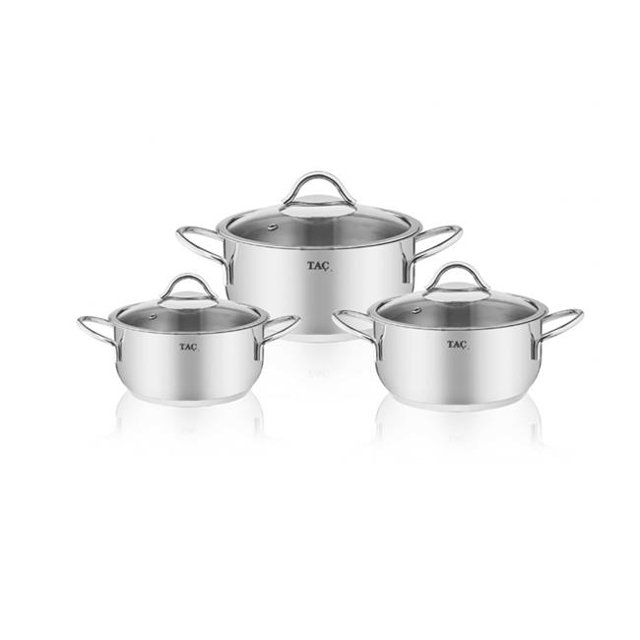 Discount World HD-CS-3217 Ferro Set de Pot en Acier Inoxydable & 44; Crème - 3 Pièces