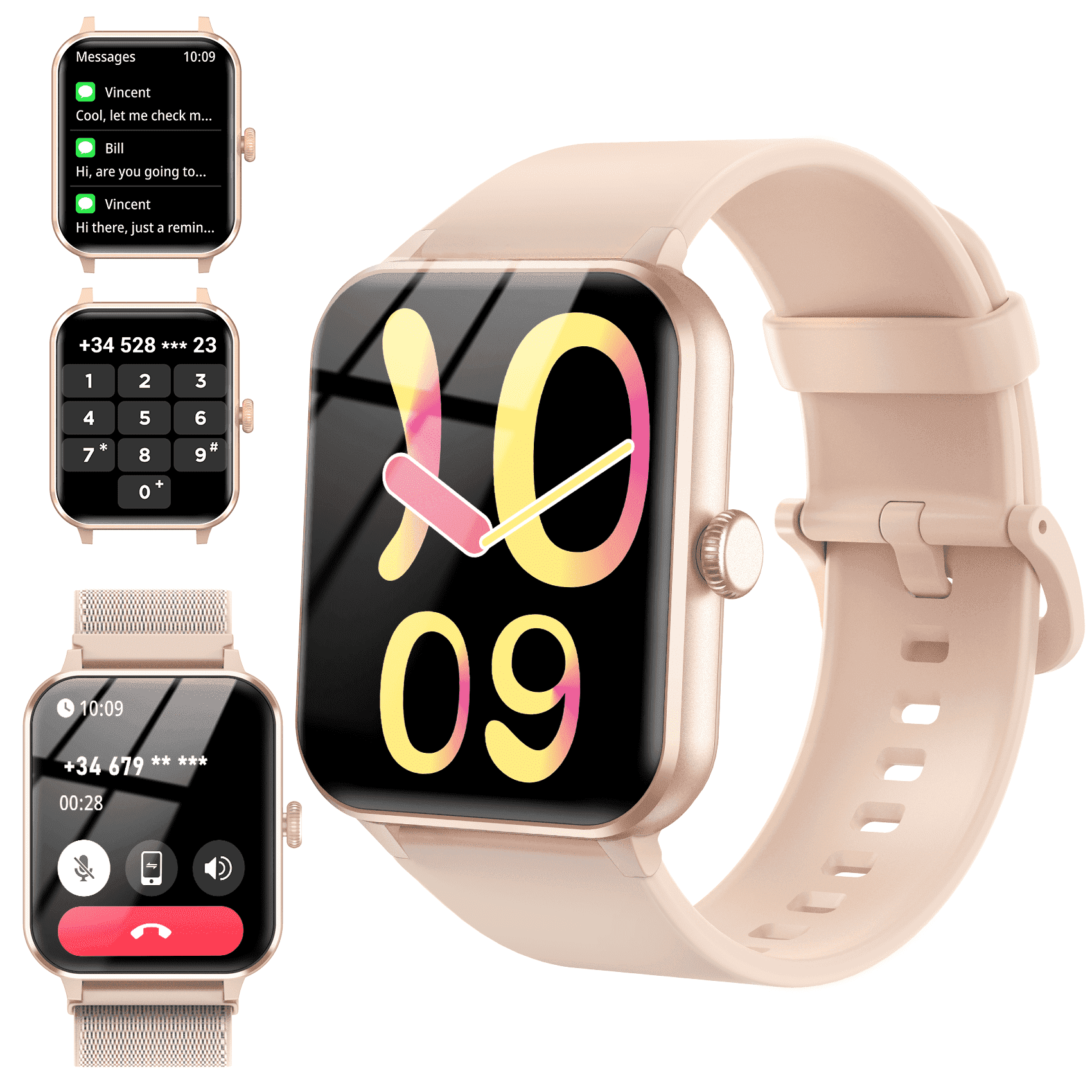Blackview 1.85" Smart Watch for Women, Bluetooth Answer/Make Calls/Push Message/100+ Sports Modes/IP68 Waterproof,fits for Android iPhone Apple,Pink