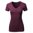 thumbnail image 1 of FashionOutfit Women's Basic Cotton V-Neck Short Sleeve Top, 1 of 1